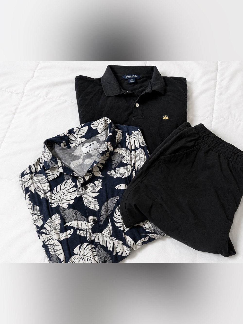 Old Navy Hawaiian Shirt XXL Brooks Brothers Polo XL Gerry Athletic Shorts XXL